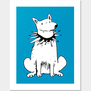 white watchdog cartoon style illustration Posters and Art